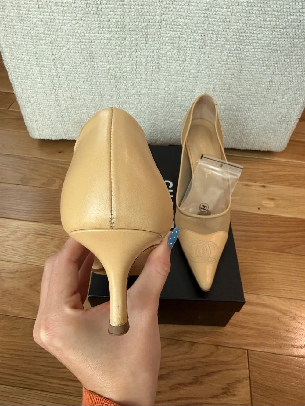 Vintage Chanel Nude Mesh CC Heels